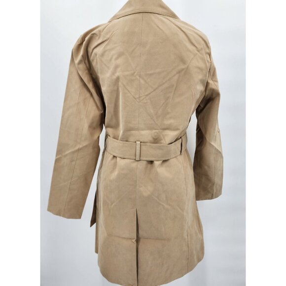 Ladies Khaki Tan Double Breasted Water Resistant Rain Trench Coat M NWT - Picture 6 of 10